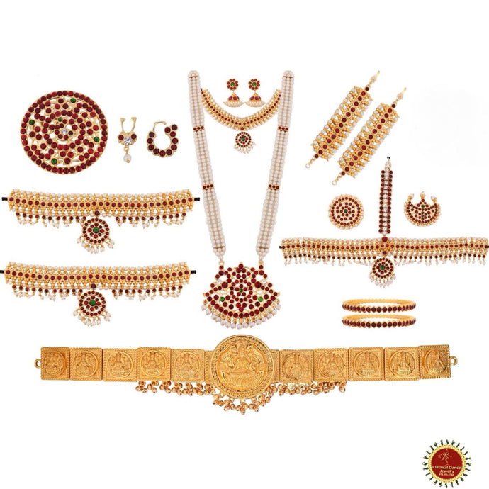 Classical Dance Jewelry Traditional Kemp Temple Indian Jewelry | 10 pcs | DS-17 | Bharatnatyam Kuchipudi Engagement Weddings Birthday | Classical Dance Jewelry