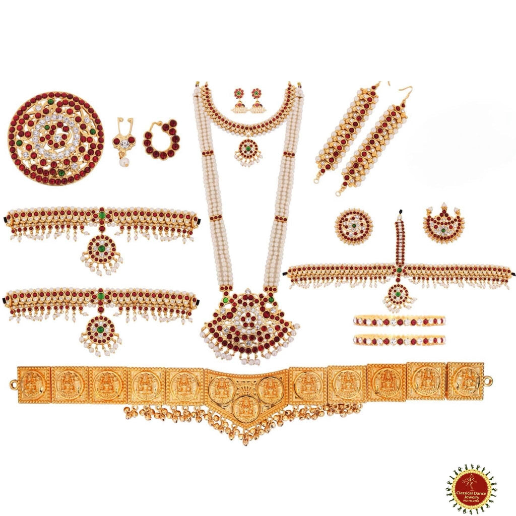 Classical Dance Jewelry Traditional Kemp Temple Indian Jewelry | 10 pcs | DS-19 | Bharatnatyam Kuchipudi Engagement Weddings Birthday | Classical Dance Jewelry