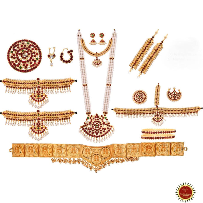 Classical Dance Jewelry Traditional Kemp Temple Indian Jewelry | 10 pcs | DS-20 | Bharatnatyam Kuchipudi Engagement Weddings Birthday | Classical Dance Jewelry