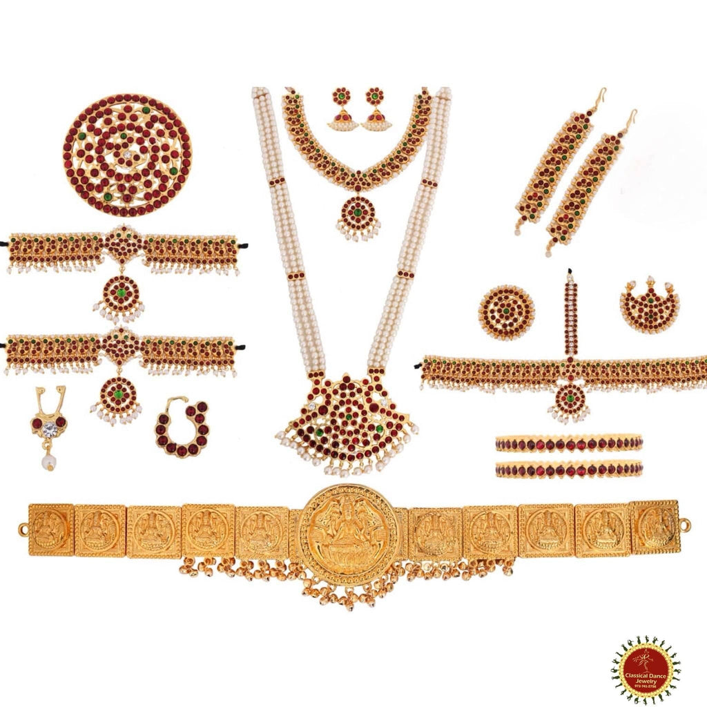 Classical Dance Jewelry Traditional Kemp Temple Indian Jewelry | GOLD BELT | 10 pcs | DS-15 | Bharatnatyam Kuchipudi Engagement Weddings Birthday | Classical Dance Jewelry