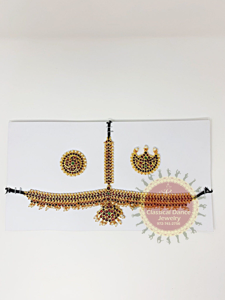 Traditional Kemp Temple Jewelry Headset Tikka Bharatnatyam Kuchipudi