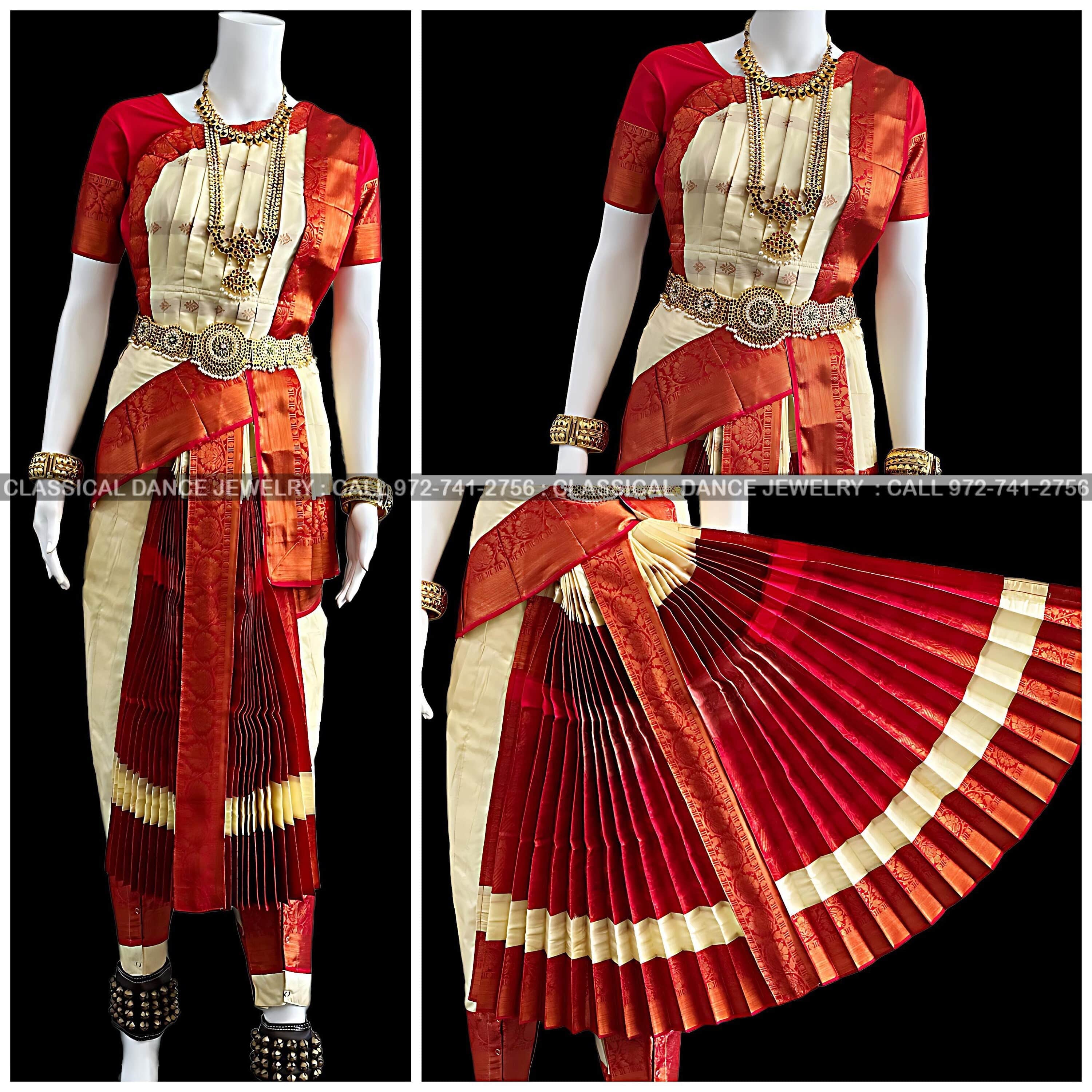 Bharatnatyam Costume Fully stitched | Orange & Pink - Nachke Dance fashion