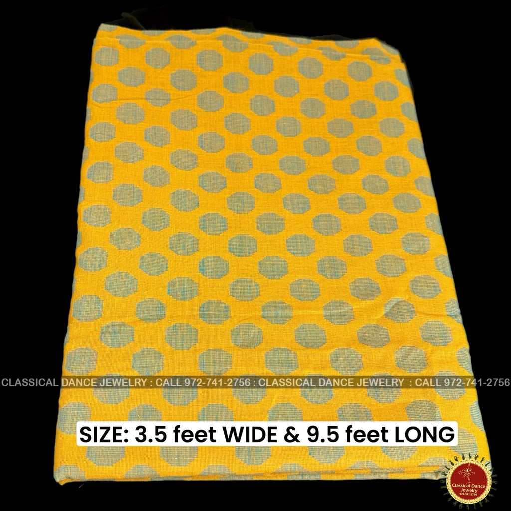 Classical Dance Jewelry YELLOW POLKA DOTS Cotton Cloth for Puja | Pure Natural (3 Meters) Back Drop fabric | Alter Ammavaru Wedding Puja Festival | Classical Dance Jewelry