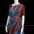 BLUE MAROON CHECKS Pre-stitched Practice Sari Red Blouse | Half Saree Kalakshethra Sari | Bharatnatyam Kuchipudi | Classical Dance Jewelry
