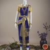 ROYAL BLUE Ivory Gold 34 Inch Pant Length KUCHIPUDI Gold Zari Indian Costume | Art Silk Dharmavaram Benaras Kanchi | Classical Dance Jewelry