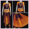 BROWN WINE YELLOW 38 Inch Pant Length Bharatanatyam Copper Zari Dance Costume | Art silk, Dharmavaram kanchi | Classical Dance Jewelry