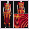 MANGO YELLOW RED 40 Inch Pant Length Bharatanatyam Copper Zari Dance Costume | Art silk Dharmavaram kanchi | Classical Dance Jewelry