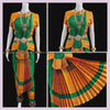 GREEN GOLDEN YELLOW 38 Inch Pant Length Bharatanatyam Copper Zari Dance Costume | Art silk, Dharmavaram kanchi | Classical Dance Jewelry