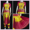 YELLOW MAGENTA 38 Inch Pant Length Bharatanatyam Copper Zari Dance Costume | Art silk, Dharmavaram kanchi | Classical Dance Jewelry