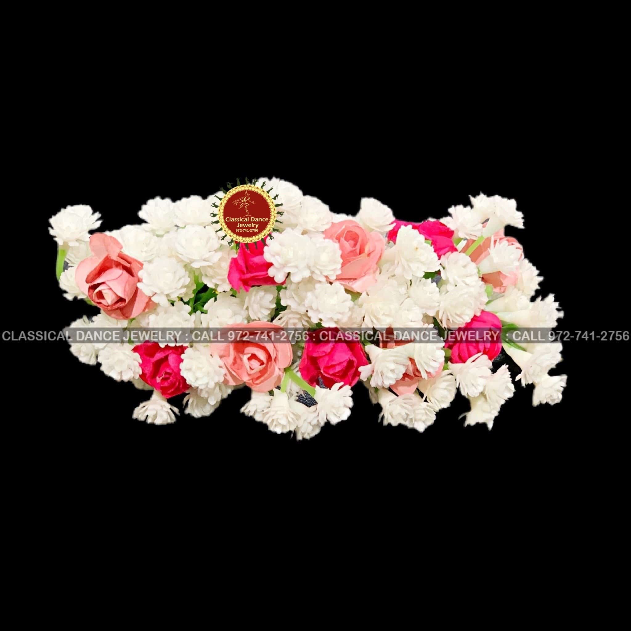 Pink Flowers Brooch Veni Indian Hair Piece | Hair Bun, Juda, Bridal Parties, Engagement, Weddings, Birthdays | Classical Dance Jewelry