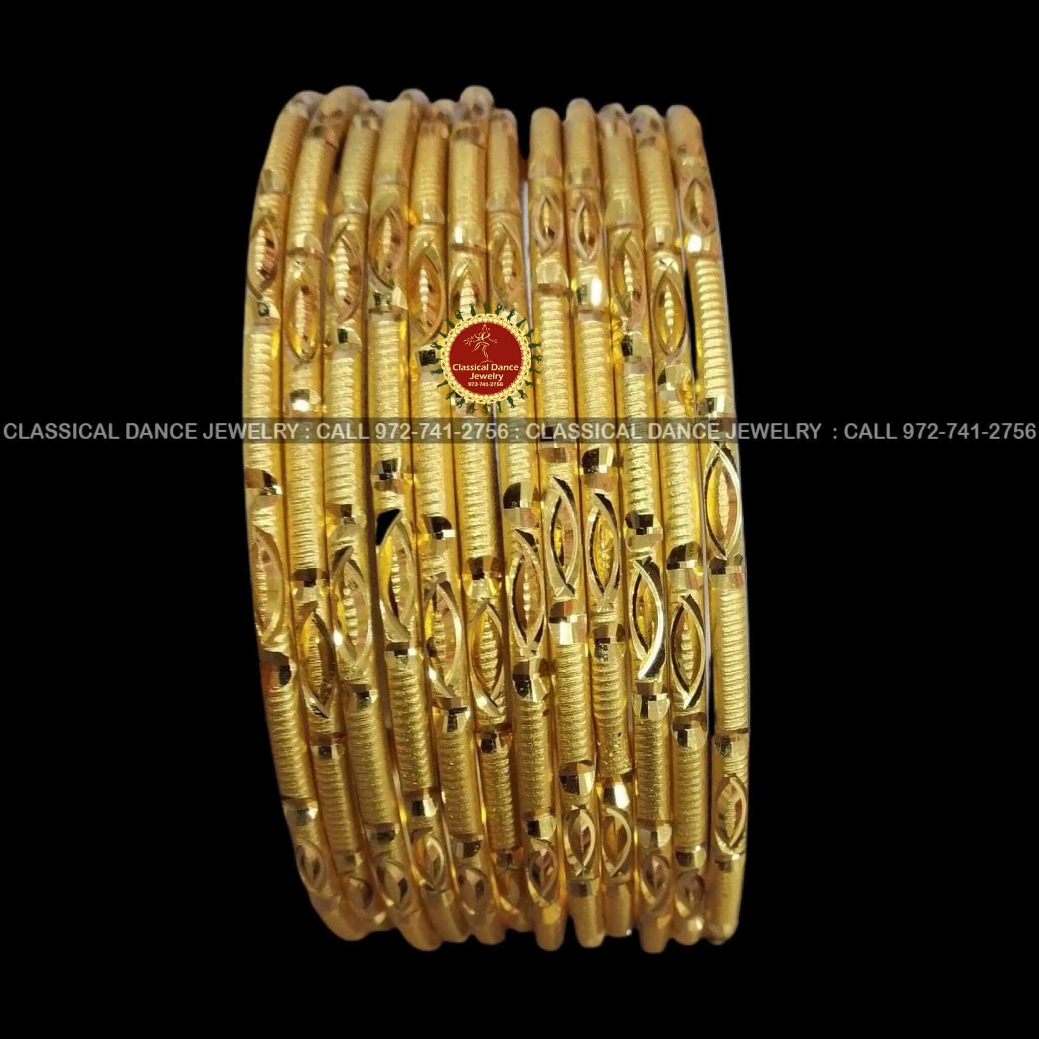 Gold Bangles Indian Jewelry | Set 12 PC | Weddings Bharatnatyam