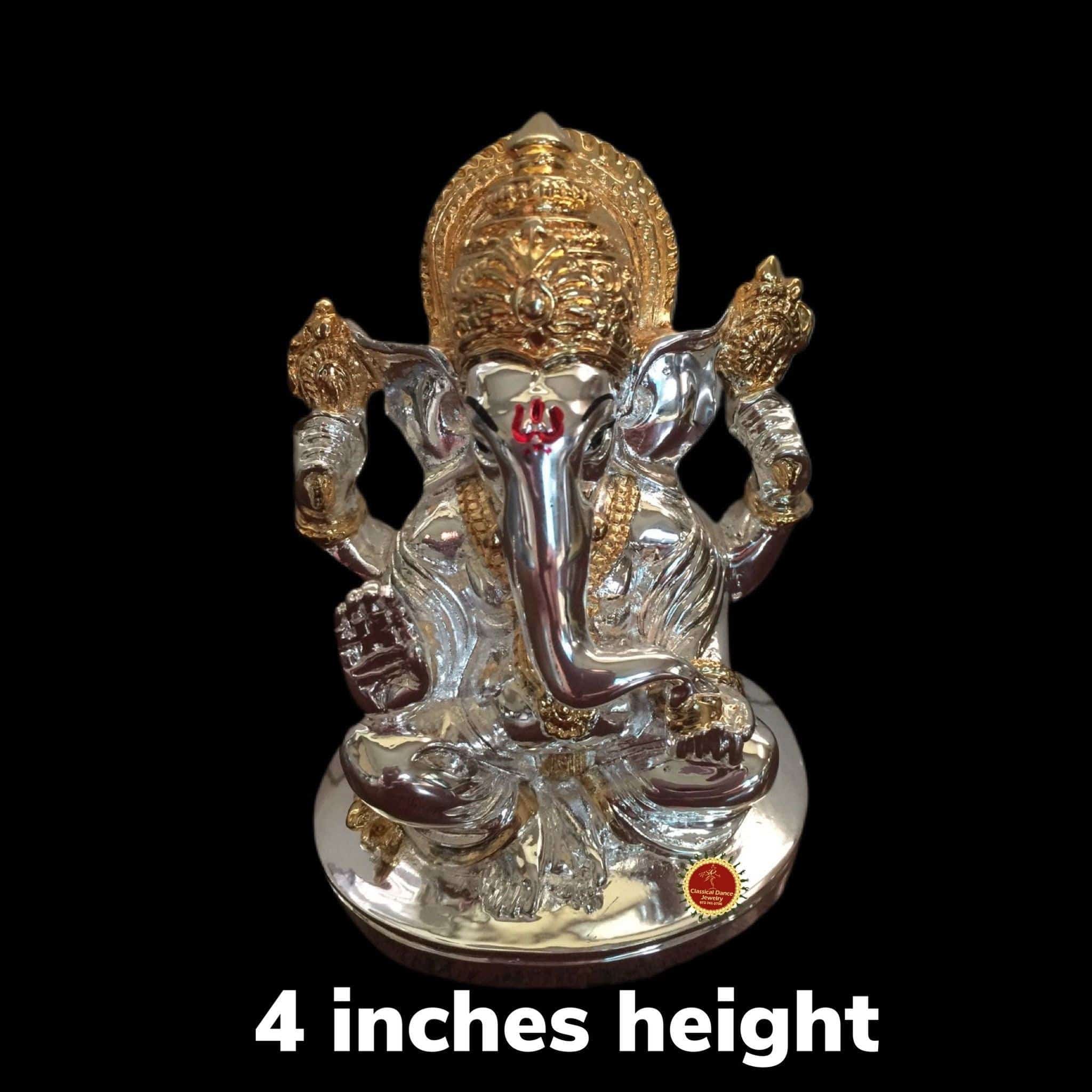 Enameled Metal Pagdi Ganesha Idol - 3 Inches - Orange-Red – Vintage Gulley