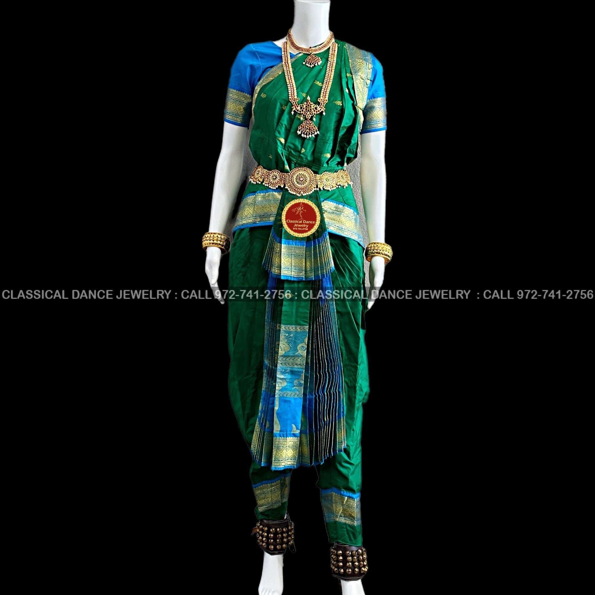 GREEN BLUE 38 Inch Pant Length Bharatanatyam Dance Costume | Art silk, Classical Dance Jewelry GREEN BLUE 38 Inch Pant Length Bharatanatyam Dance Costume | Art silk, Classical Dance Jewelry