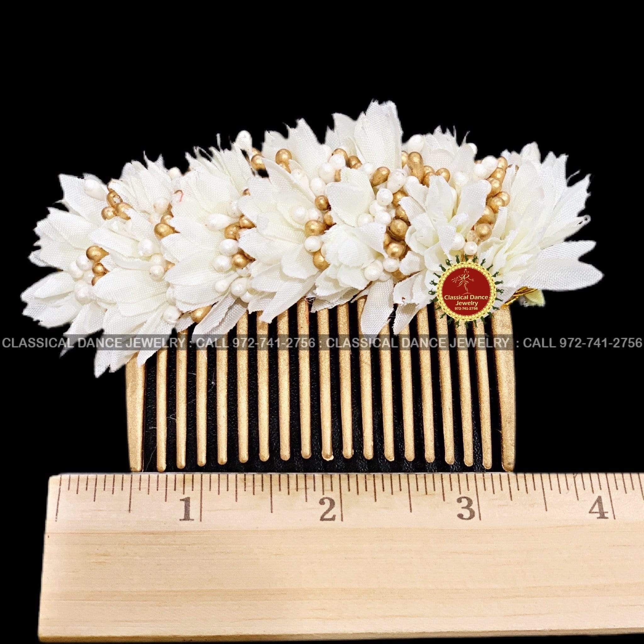 Ivory Flowers Brooch Veni Indian Hair piece | Hair Bun, Juda
