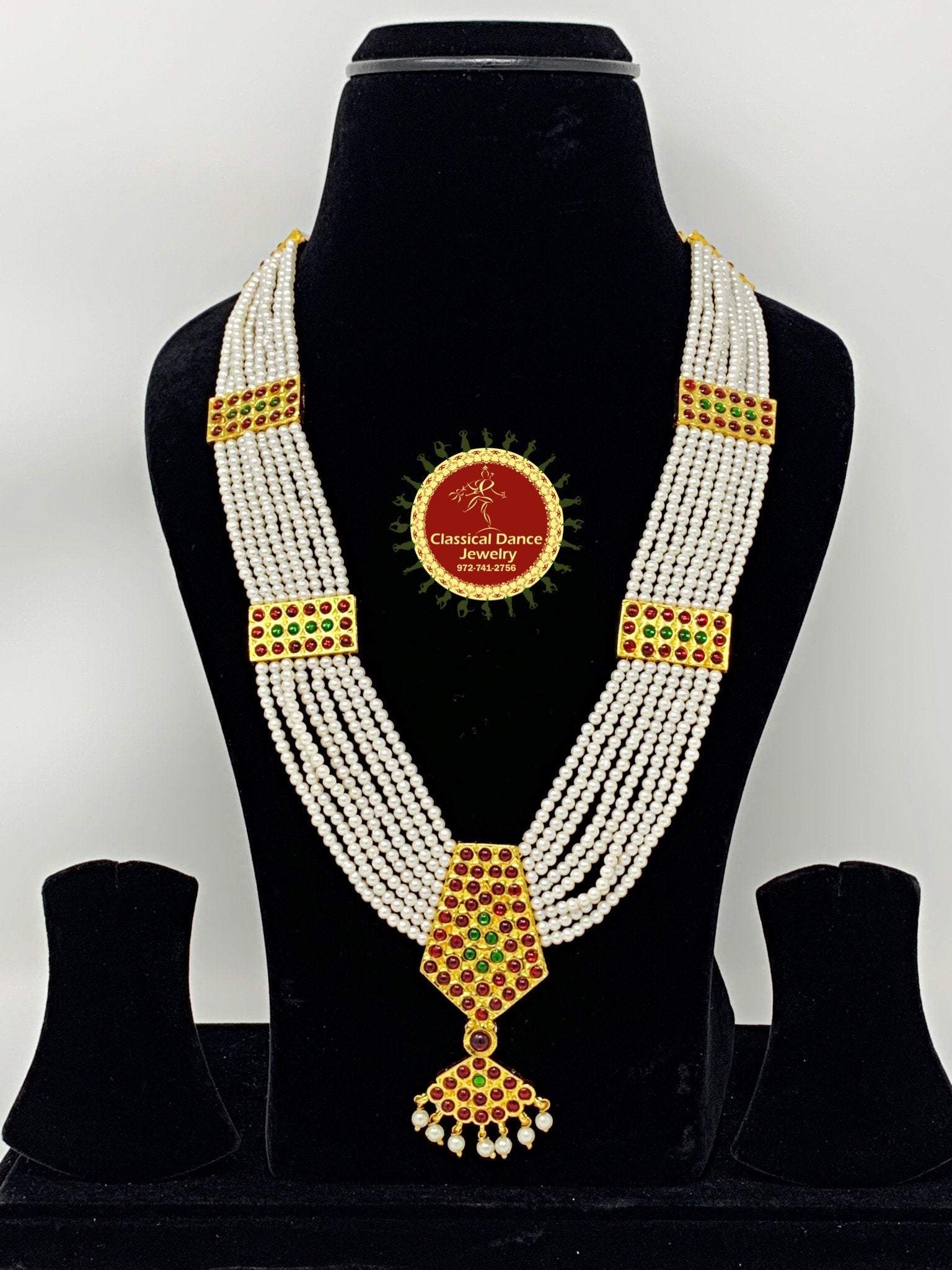 Glorious Bridal Long Necklace South Indian Temple Jewellery Haram Online  NL22647