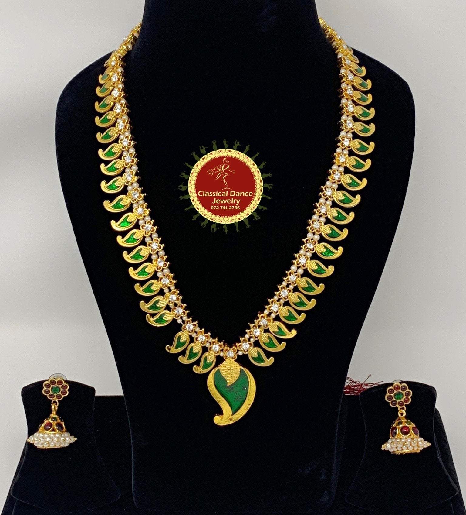Kushh - Indian Long Mala Necklace with Kundan & Green Onyx stones – B Anu  Designs
