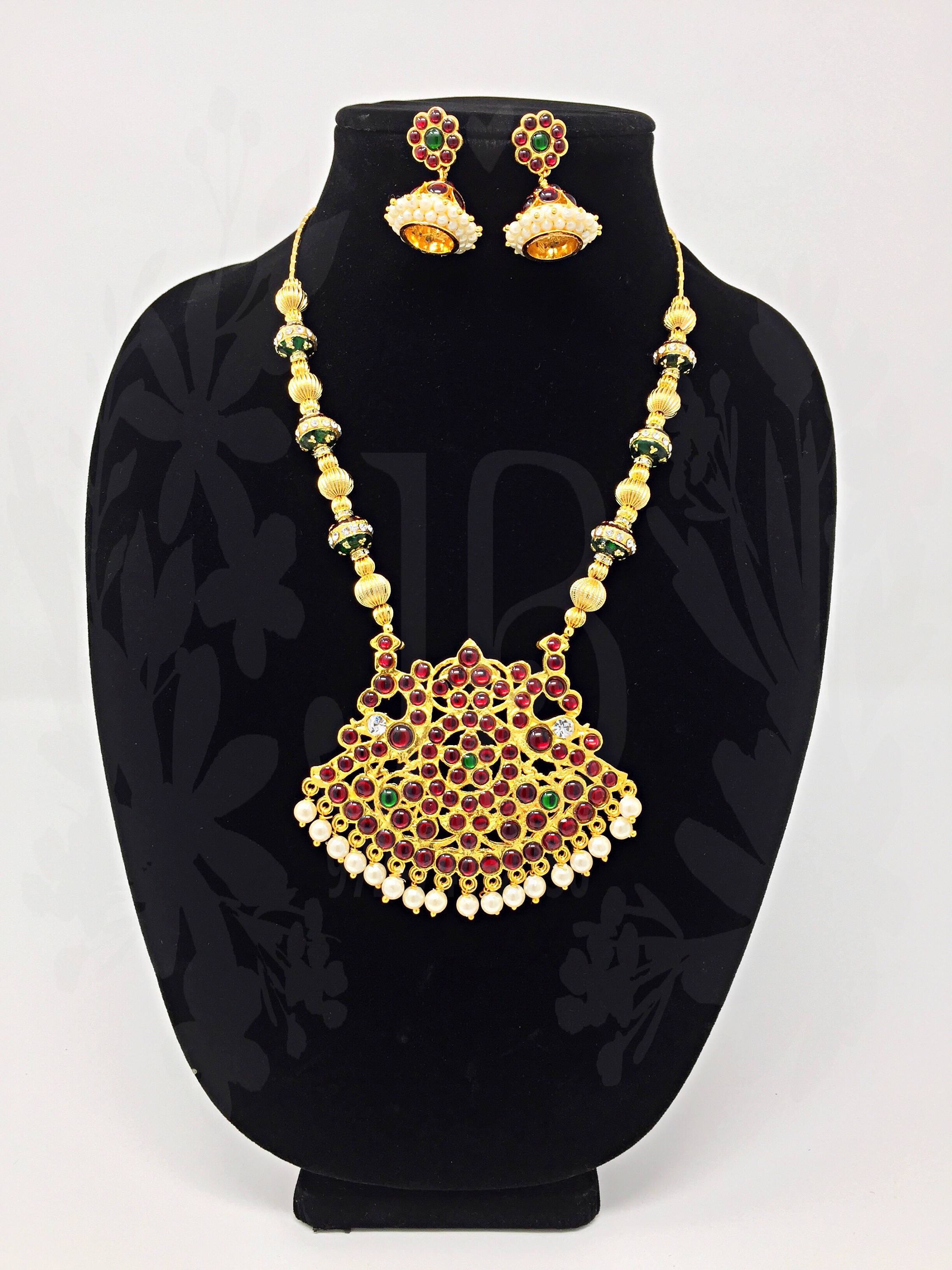 Buy South Indian Lakshmi Dollar Necklace Designs with Gold Beads Necklace  Buy Online