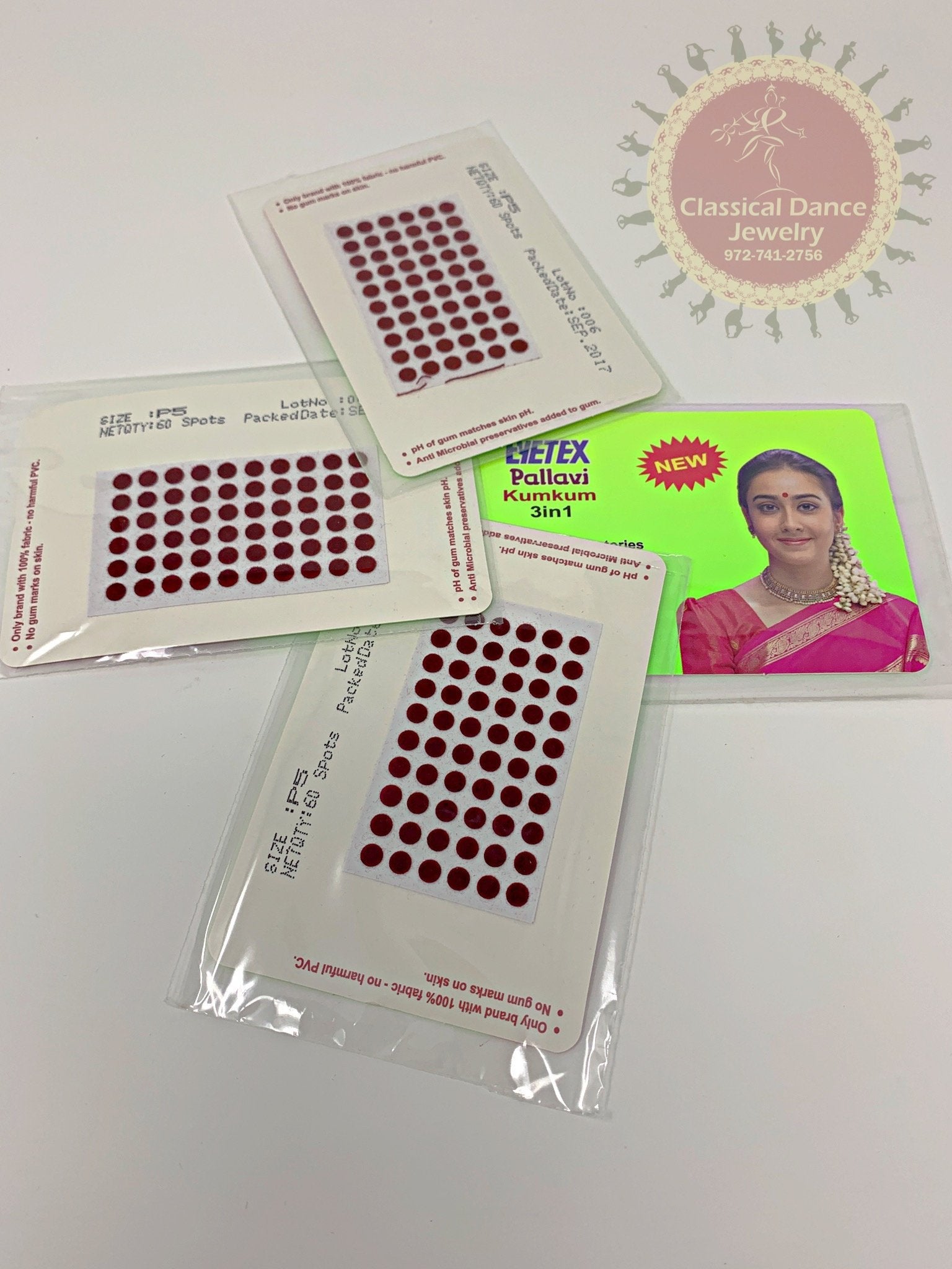 P5 Bindi Sticker Kumkum Maroon Eyetex Round Bharatanatyam