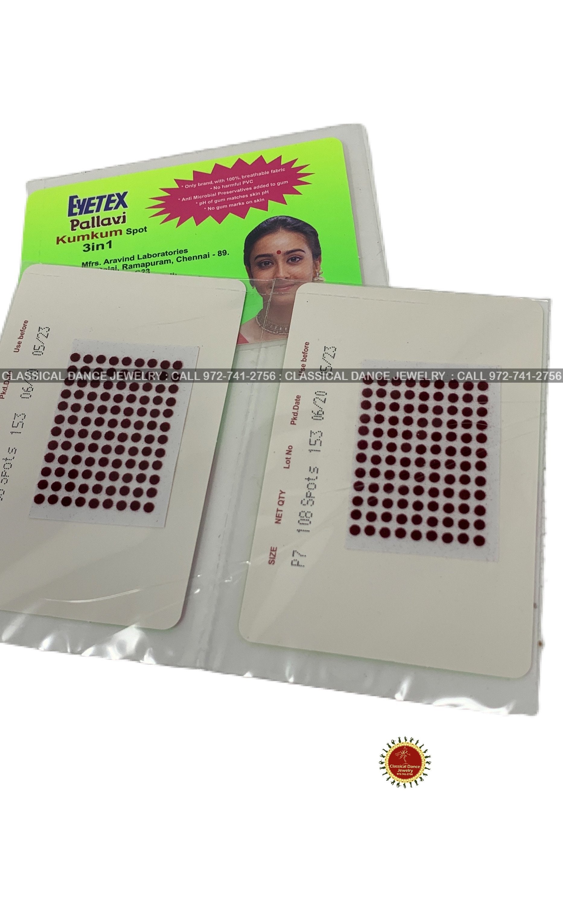 P7 Bindi Sticker Kumkum Maroon Eyetex Round Bharatanatyam