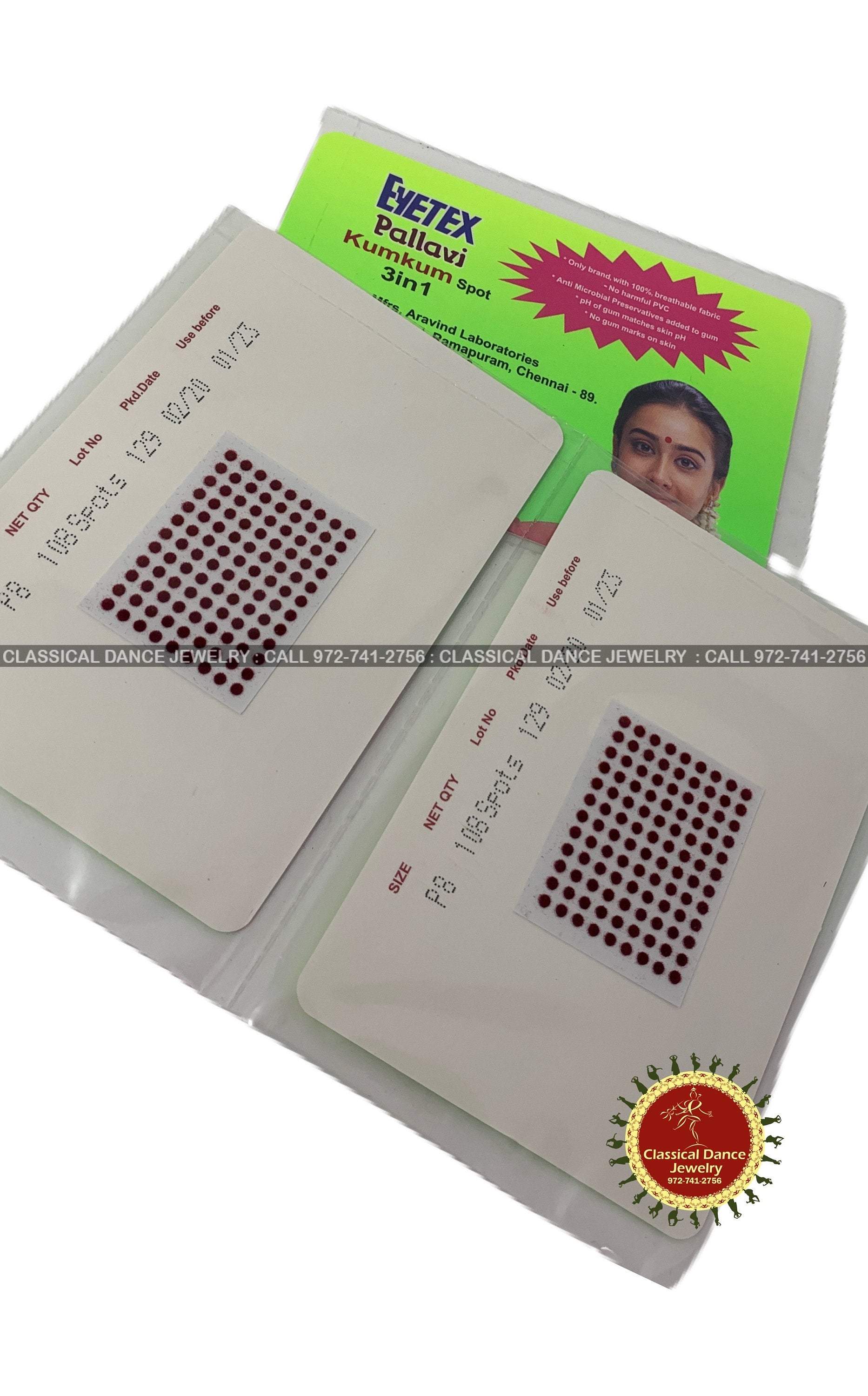 P8 Bindi Sticker Kumkum Maroon Eyetex Round Bharatanatyam