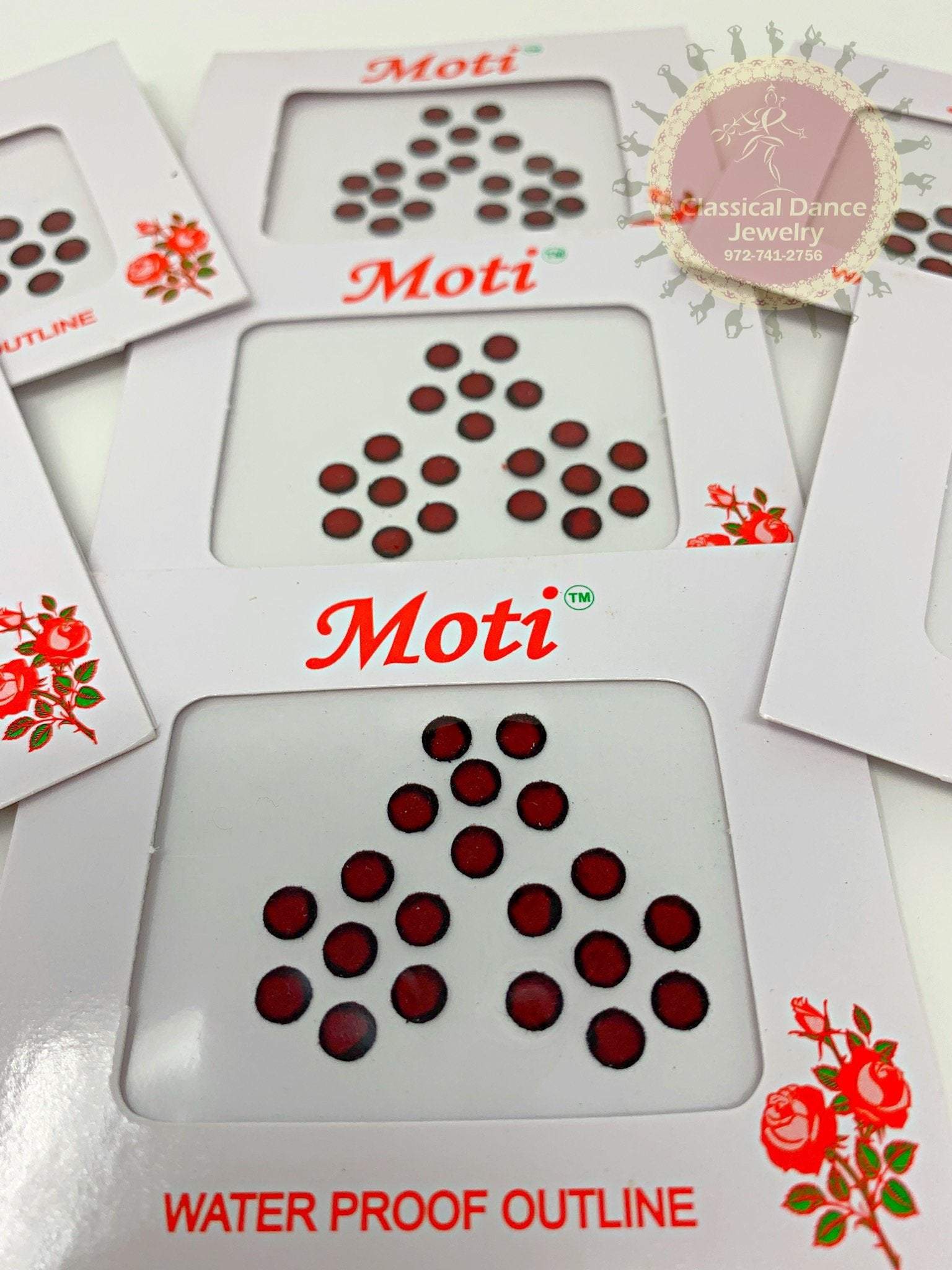 Small Round Bindi Sticker Kumkum Maroon WITH BLACK BORDER Red