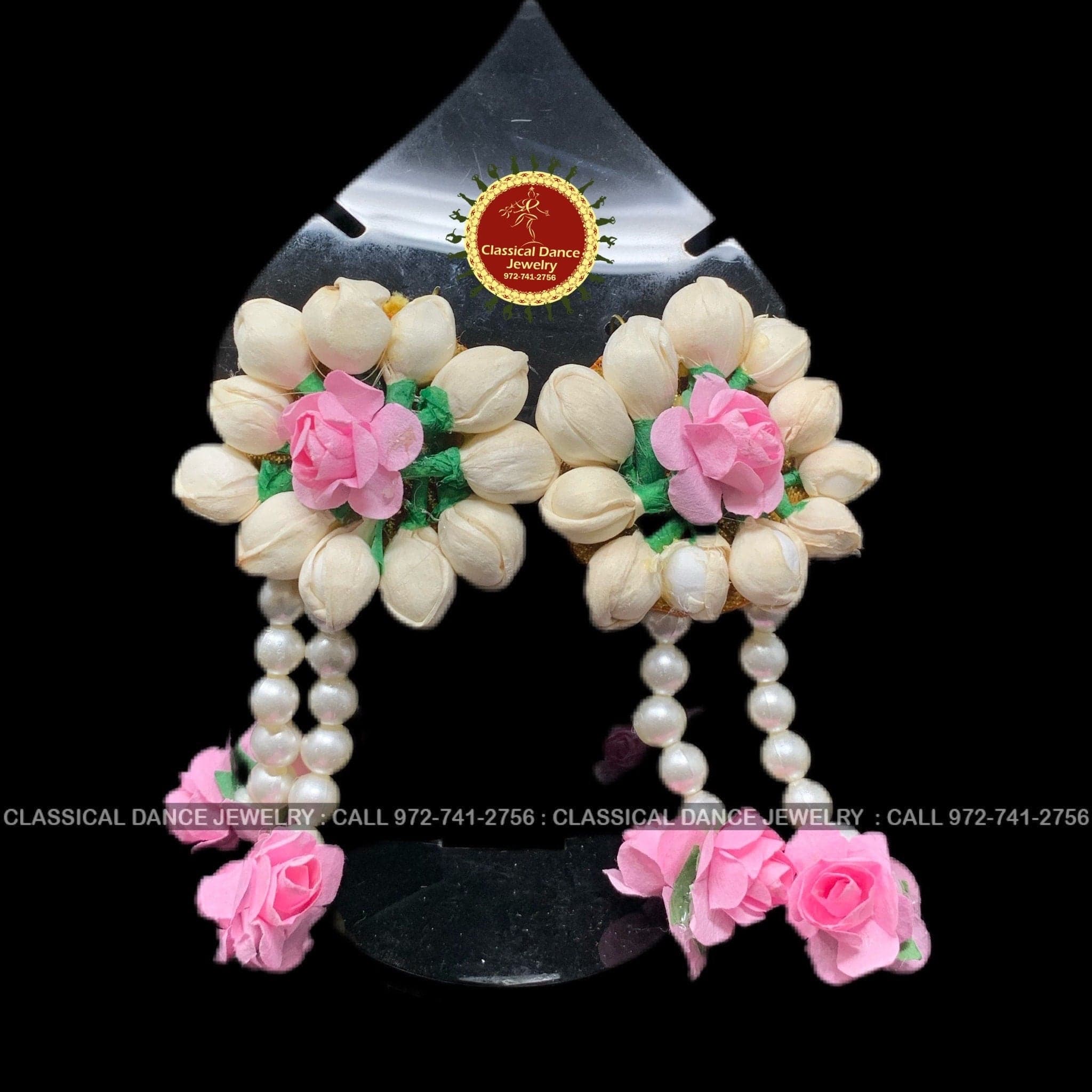 Pink Flowers Brooch Veni Indian Hair Piece | Hair Bun, Juda, Bridal Parties, Engagement, Weddings, Birthdays | Classical Dance Jewelry