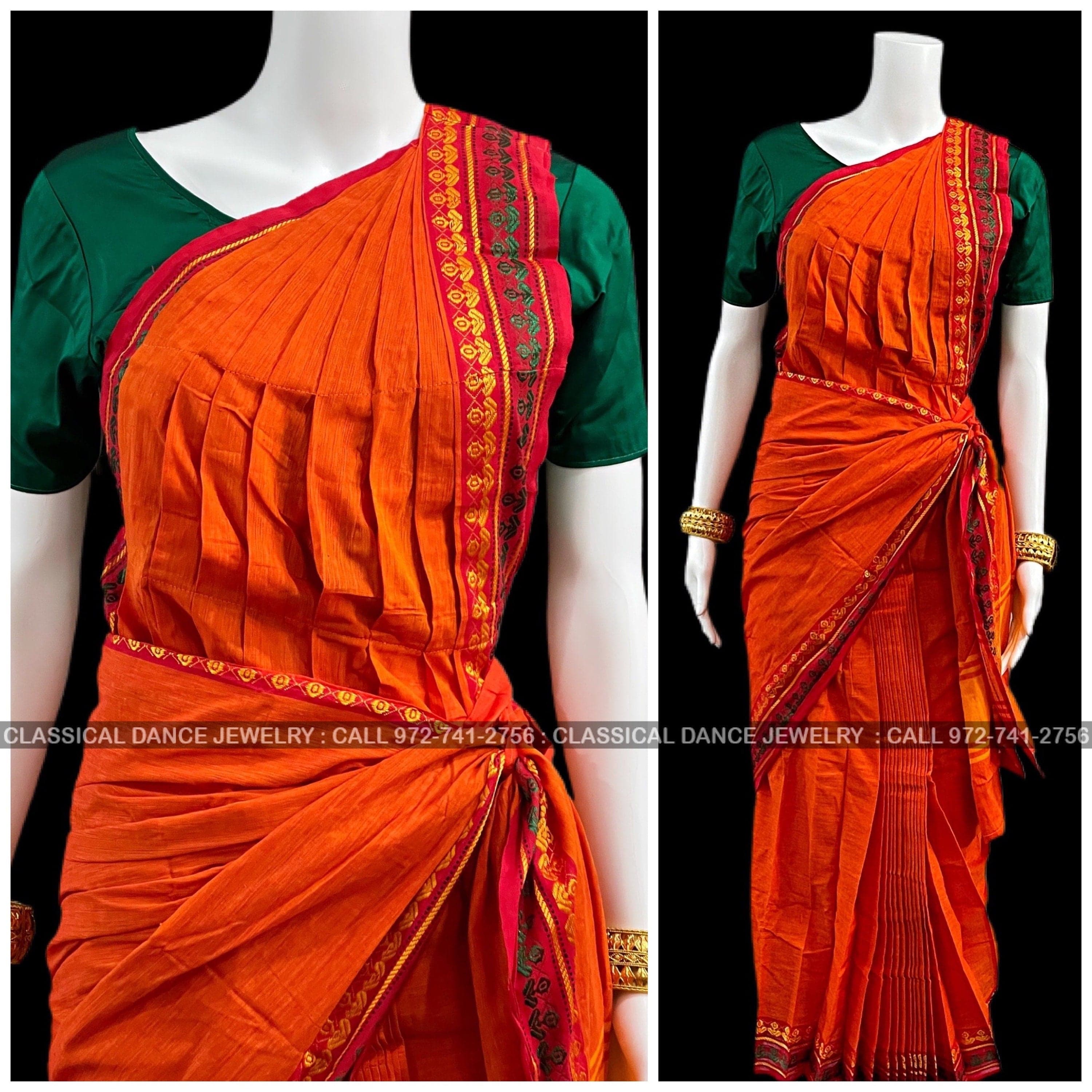 Sandal Banaras half-saree with zari buttas, contrast zari design border &  floral design blouse, intricate dhavani