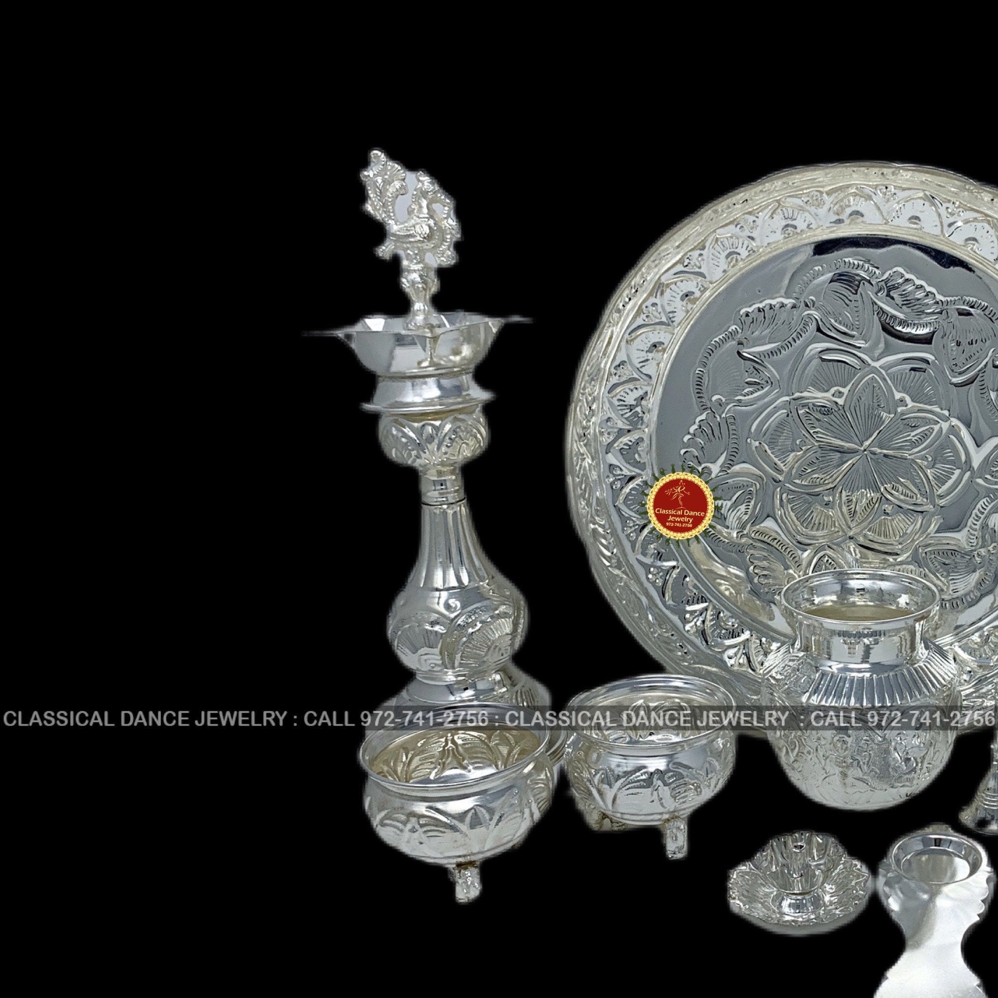 German Silver pooja Thali Set | Return gifts Haldi/Pasupu kumkum,Pooja ...