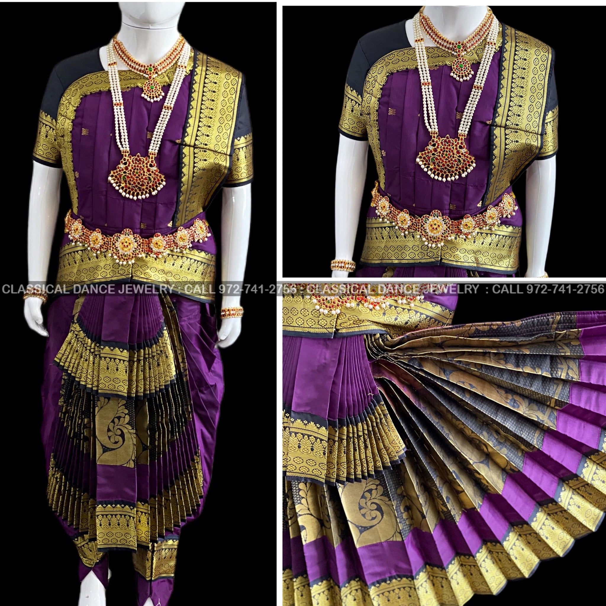 Get Elegant Readymade colorful Bharatanatyam Costumes online in USA Classical Dance Jewelry