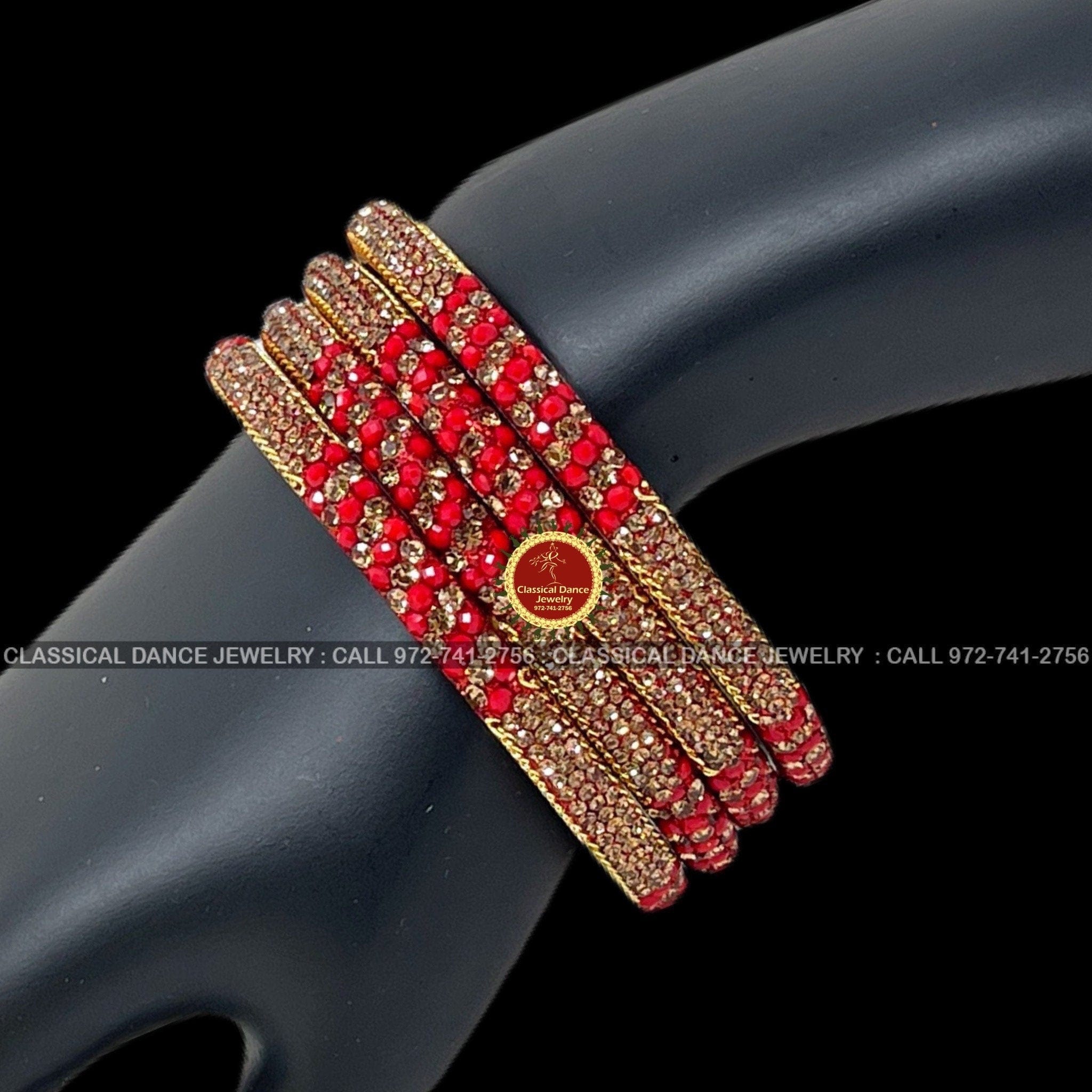 Red Stone Gold Studded Indian Jewelry Bridal Bangles Set Bharatnatyam, Kuchipudi, Weddings, Birthdays Classical Dance Jewelry