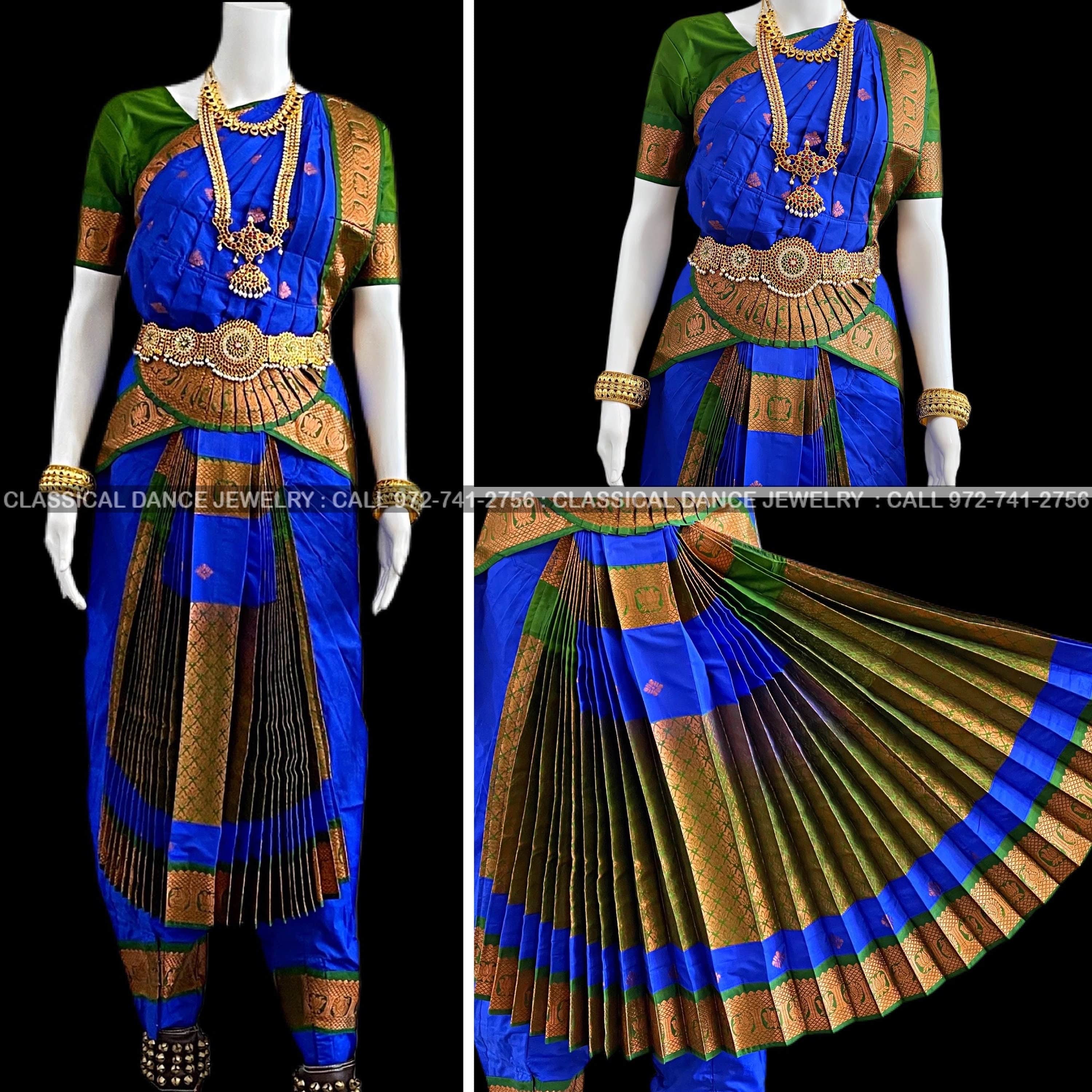 Sky Blue And Yellow Embroidered Bharatanatyam Dance Costume Dress, Size:  Medium at Rs 250 in Ahmedabad