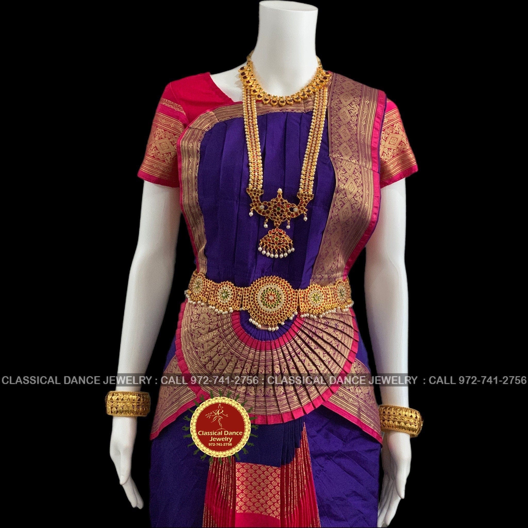 bharatanatyam dress blue and pink Bharatnatyam Dance Costume (Pink & Blue)