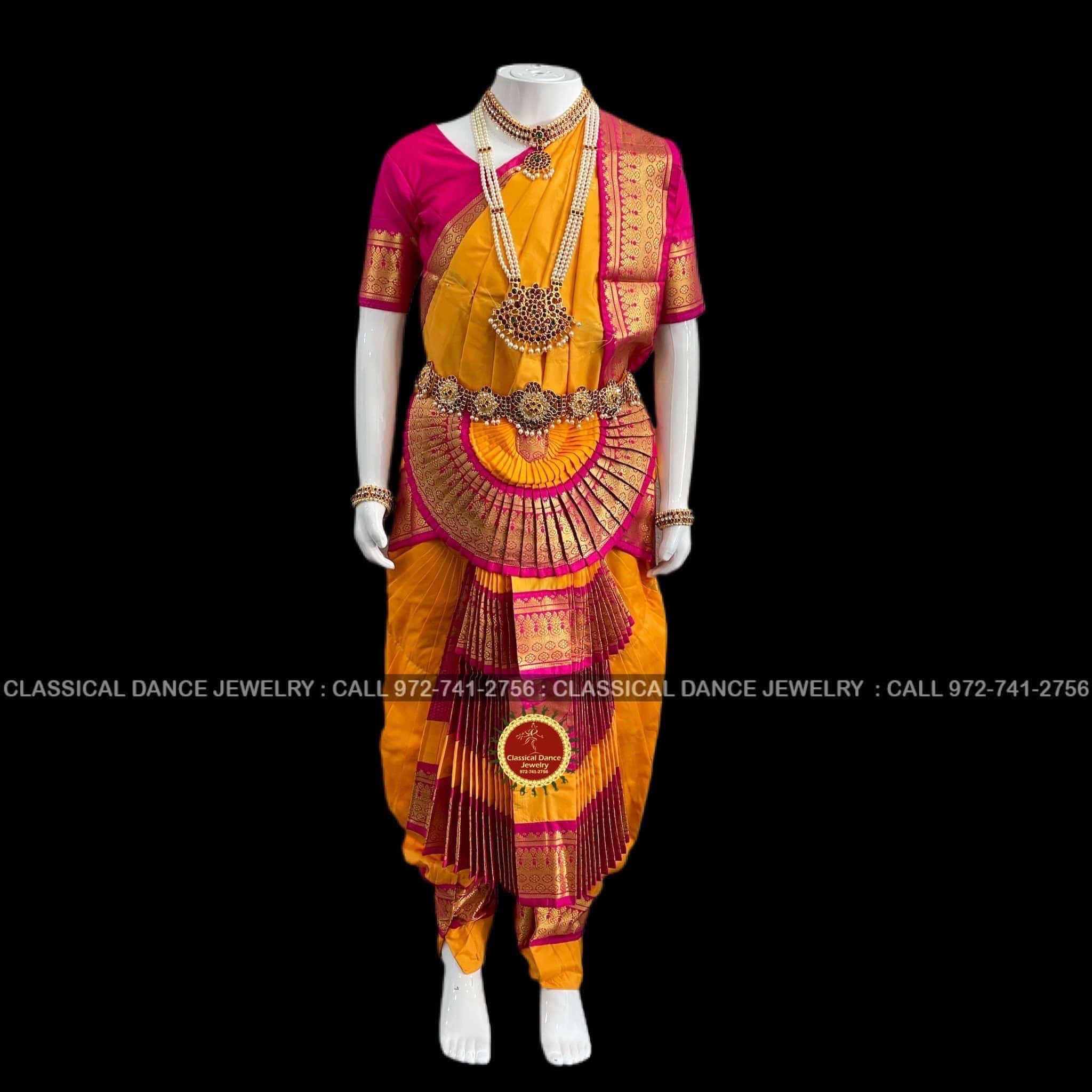 yellow and pink bharatanatyam dress Top Bharatanatyam Costume