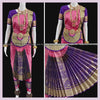 PINK BLUE Bharatnatyam Dance Costume | 34 Inches length Pant Size | Art silk, Dharmavaram kanchi | Classical Dance Jewelry